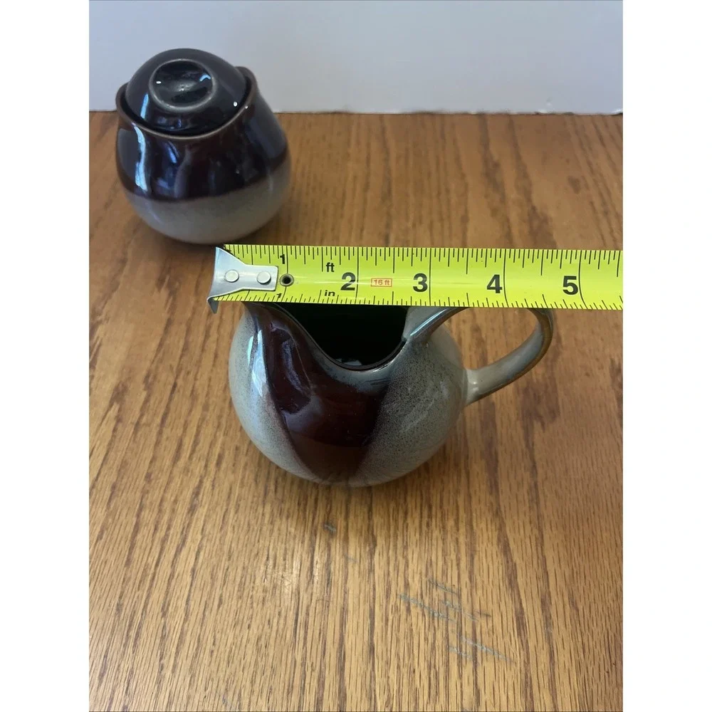 Sango Nova Brown Drip Glaze 4933 Sugar Bowl with Lid‎ and Creamer